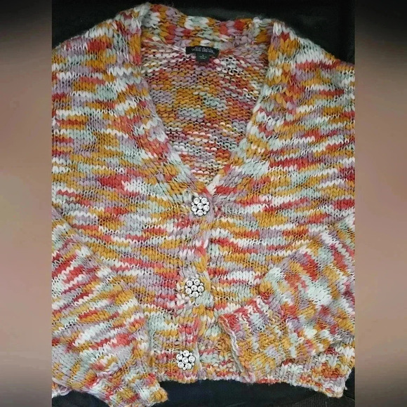 Wild Fable Target Rhinestone Cropped Chunky Knit Boho Tween Sweater Cardi Small - Picture 3 of 8